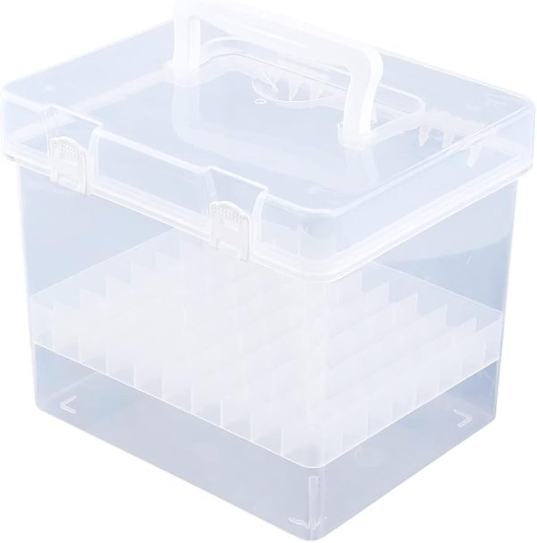 80 Slots Marker Pen Organizer Clear Plastic Carrying for Case Handheld Storage Box Waterproof for Paint Pens