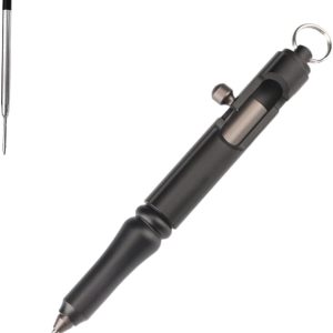 Bolt Action Pen, Aluminum Ballpoint Pen with Replaceable Refill, EDC Pen Metal Cool Tactical Pen for Indoor Outdoor Writing Tool, Black