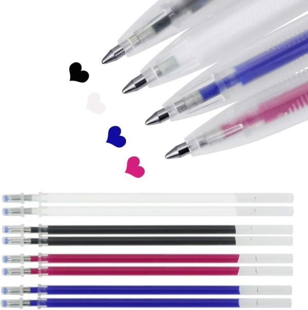 4 Colors Heat Erasable Pens: Fabric Marking Pens Auto-Vanishing Pen Sewing Friction Pens with 12pcs Replaceable Pen Refills for Sewing Quilting Dressmaking and Embroidery