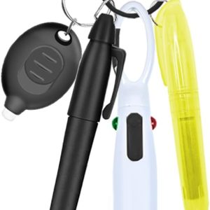 Nurse Pen Set, Badge Reel Pen Include Highlighter, Permanent Marker, LED Keychain Flashlight, Ballpoint Pen, and Nursing Keychain Clip (Black)