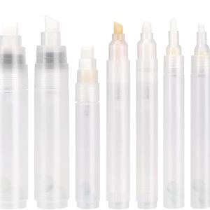 10 Pack Refillable Paint Pen Empty Marker [1mm-15mm], Clear White Acrylic Permanent Empty Paint Marker, Fillable Paint Pens for Rock Painting, Ceramics, Glass, Graffiti, Stone, Art, and DIY