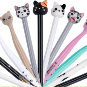 cute cat gel pens,fun kawaii pens set,Animal black ink pens for kids office school supplies,12-Styles…