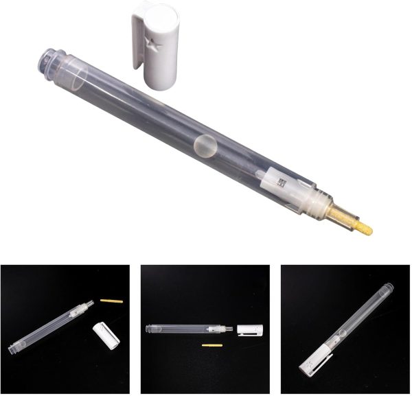 2 Pieces 3mm Fine Tip Empty Paint Pens Empty Marker Pen Clear Pen Rod Refillable Empty Paint Marker for School Office