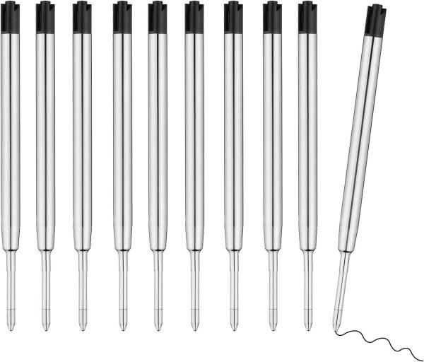 10 Pcs Replaceable Ballpoint Pen Refills, Black Ink Refill, 1mm Medium Refill Compatible with Parker Pen (Black Ink)