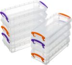 9 Pack Large Pencil Box, Stackable Clear Plastic Pencil Case, Painting Brush Storage Box with Snap-Tight Lid, Office Supplies Organizer Watercolor Pen Drawing Tools Container