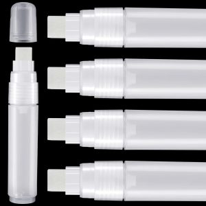 4 Pack White Paint Pens Empty Acrylic Permanent Clear White Marker Pen Fine Point Empty Refillable Markers for Rock Painting Wood Ceramic Metallic Graffiti Paper Drawing(15 mm)