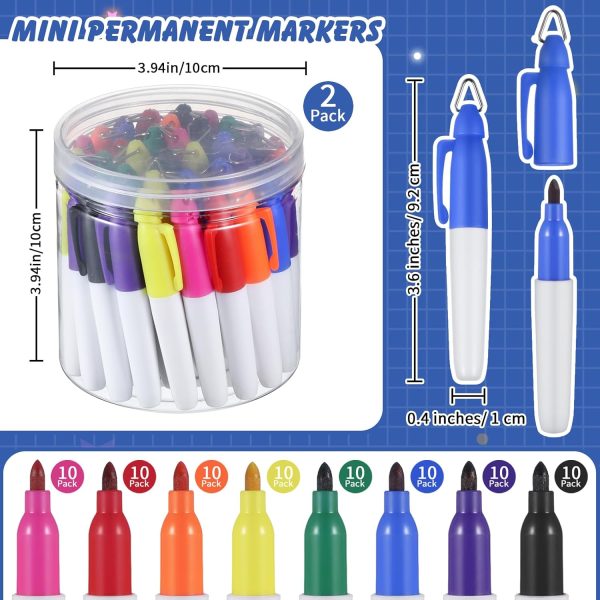 80 Pcs Mini Markers for Nurses Badge Mini Markers with Golf Keychain Clips Golf Ball Point for Office Classroom Supplies(Permanent)