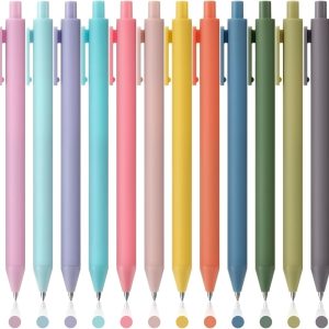 Colored Gel Pens, 12 Colors 0.5mm Fine Point Smooth Writing Pens, Quick Dry Colorful Gel Ink Pens for Journaling and Note Taking, Cute Aesthetic Pens for Office School & Home Supplies