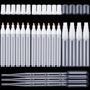 16 Pcs Refillable Acrylic Paint Markers 3 mm 6 mm 15 mm Empty Acrylic Markers White Refillable Paint Pen Round Tilted Flat Head Fillable Pen with 3 ml Dropper for Oil Water Ink Art Kit