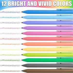 Gel Pens 12 Colors Retractable Quick Dry Ink Pens Fine Point 0.7mm, Smoooth Writing Pens Multicolor for Journaling, Drawing, Doodling, and Note Taking, Multicolor, 12-Count