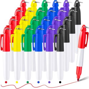 24 Packs Mini Markers with Golf Keychain Clips Badge Markers with Key Ring Fine Point Golf Ball Marker Pen for Nurse Student Office School Supplies(Multi Colors)