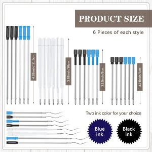 24 Pcs Ballpoint Pens Set Refills Ink Refills for Pens Replaceable Pen Refills 1 mm Medium Tip Ink Pen Refill for Crystal Diamond Liquid Pens Glitter Fancy Pens (Black, Blue)