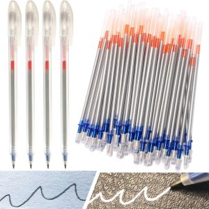 54 Pcs Leather Marking Pen Silver Fabric Markers Pen Set, 4 Pcs Pen Barrel with 50 Pcs Silver Leather Markers Refills for Sewing, Leather, DIY Dressmaking, Quilting Supplies